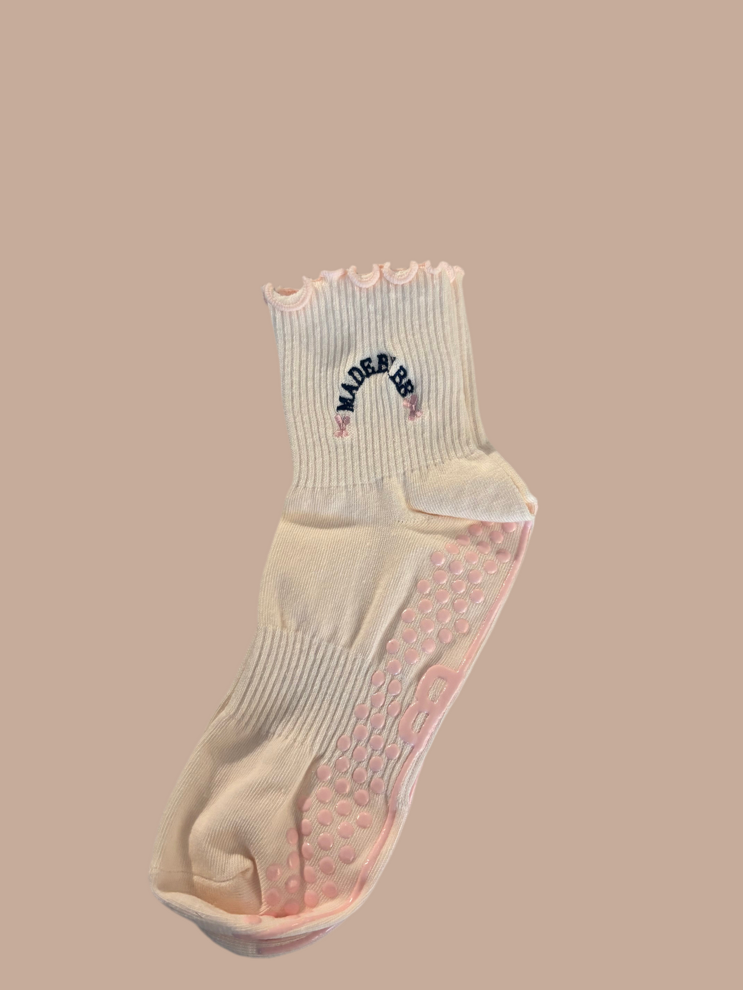 b.b pink ruffle grippy socks